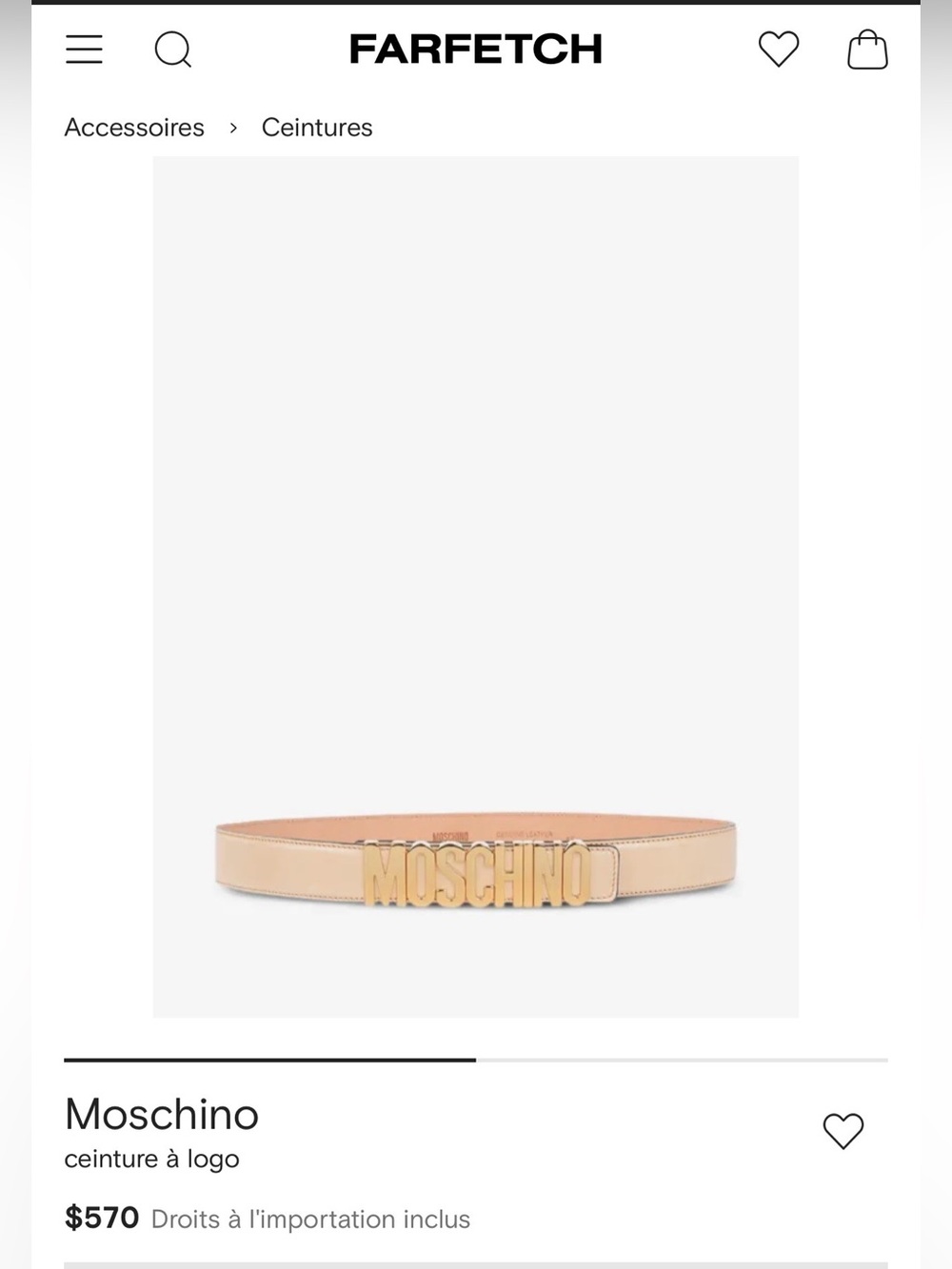 Moschino White Leather Logo Belt with Gold Buckle